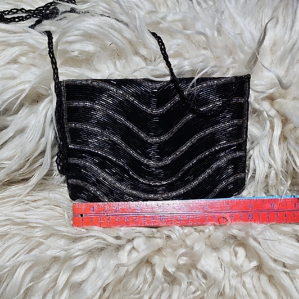 Elegant Black Beaded Clutch